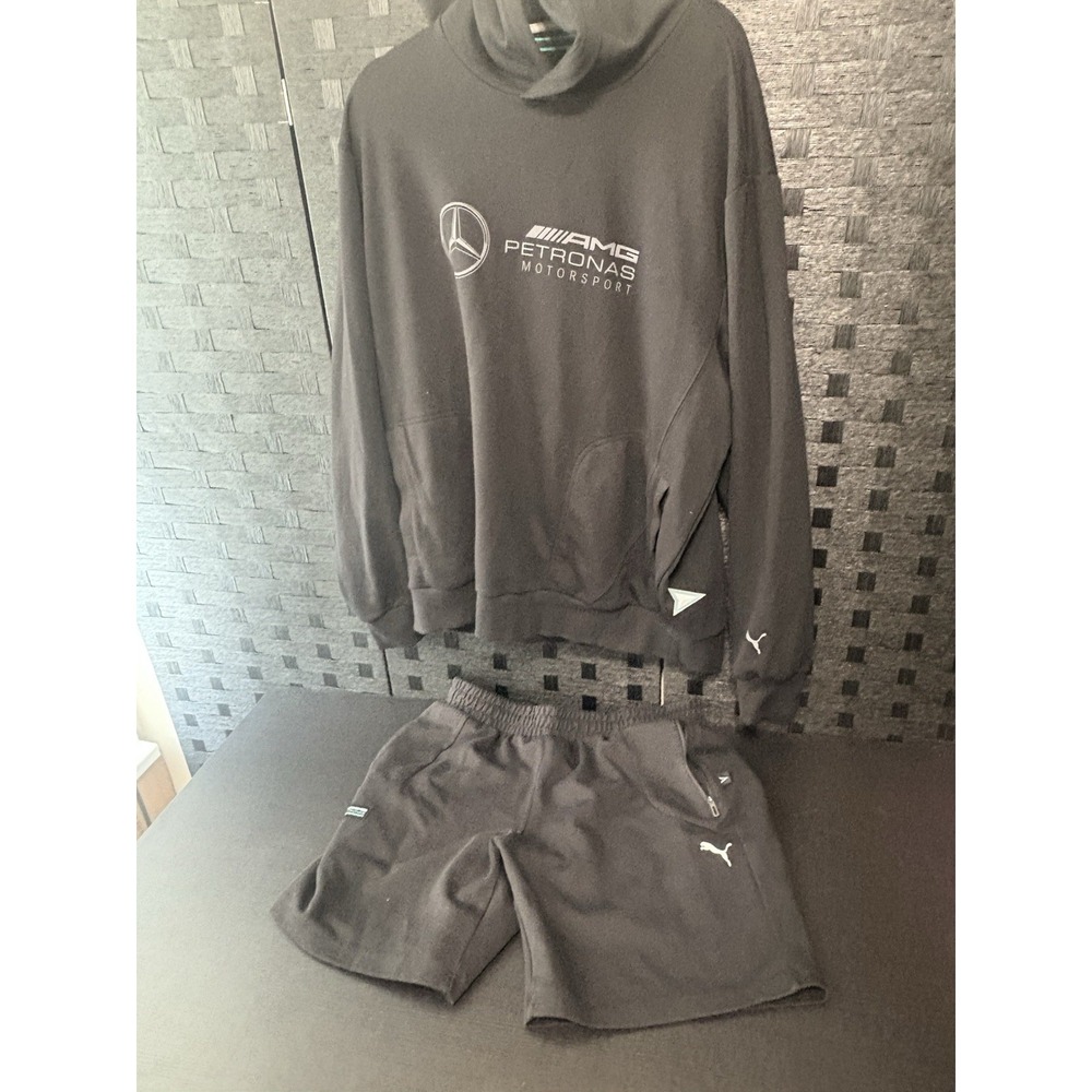 A.M.G Puma Hooded Short Set Men's Size XL Black/green